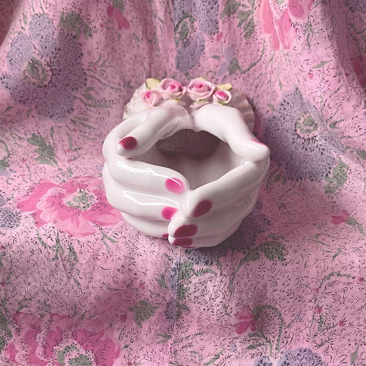 ハンドモチーフ ポーセリンプランター