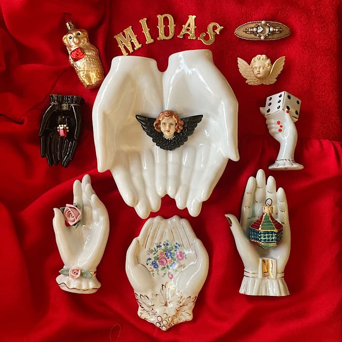 手の形 ハンドトレイ ミルクガラス WESTMORELAND リングホルダー