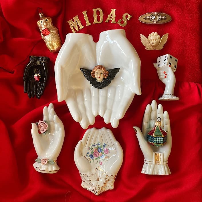 手の形 ハンドトレイ ミルクガラス WESTMORELAND リングホルダー